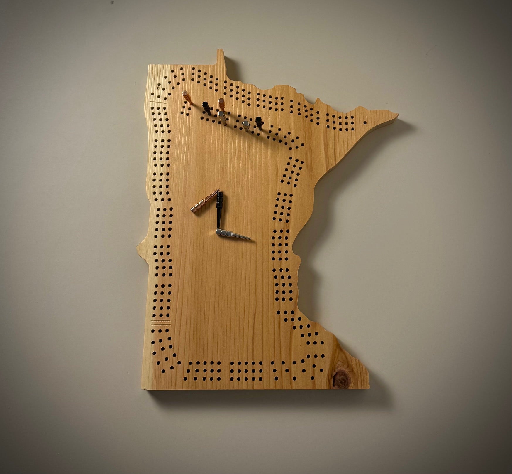 Handcrafted Wood State Shaped Cribbage Board